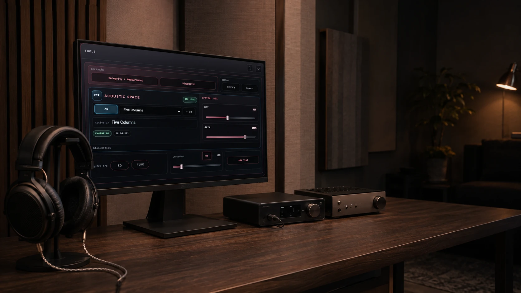 AETHER Acoustic Space running in an acoustically treated listening room